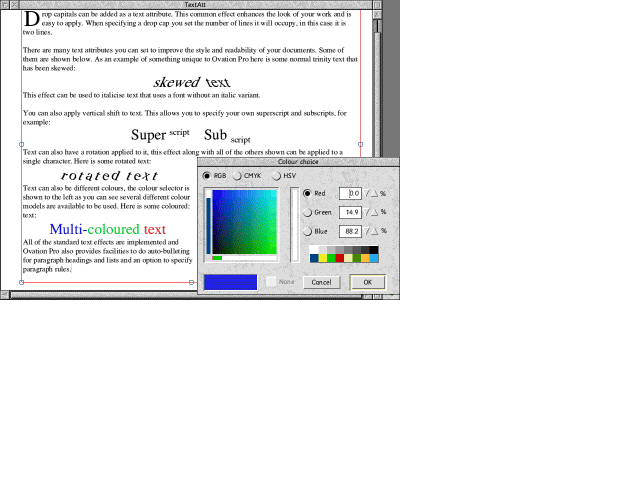 Range of text effects